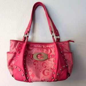 Guess Purse Womens Pink L Tote Handbag Zip Close Double Strap Matching Wallet